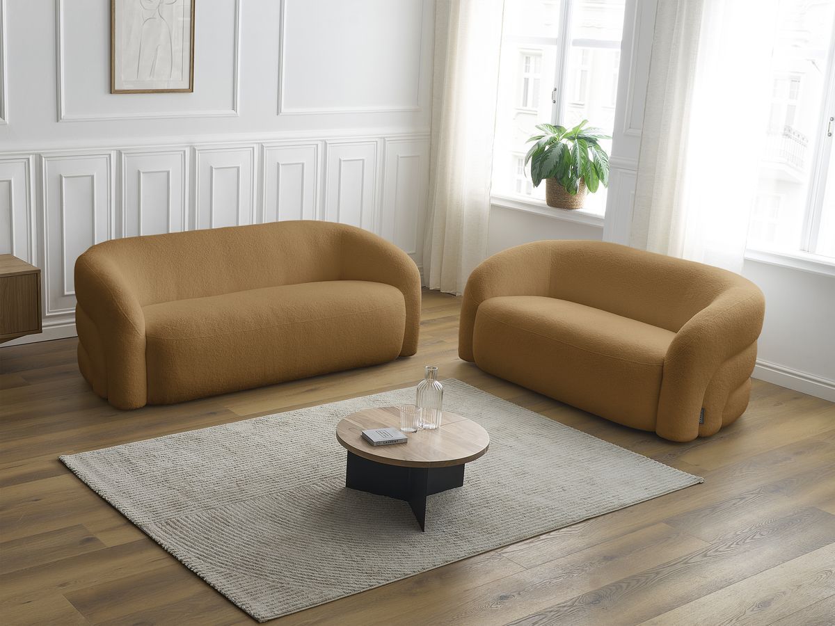 Bobochic Elina Sofa 5-Sitzer Bouclé-Stoff Gelb