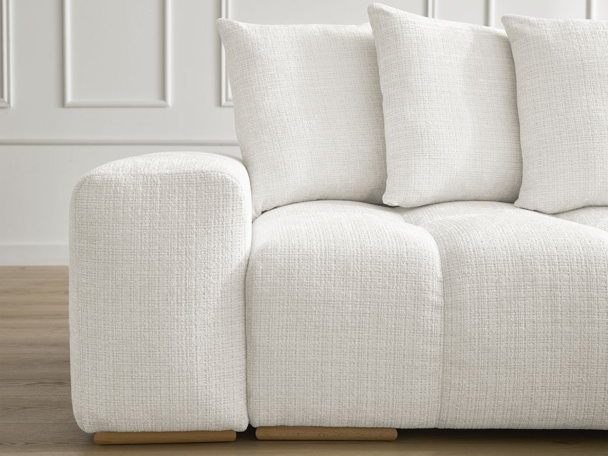 Bobochic Anakin Ecksofa mit Schlaffunktion und Bettkasten Strukturstoff Weiß