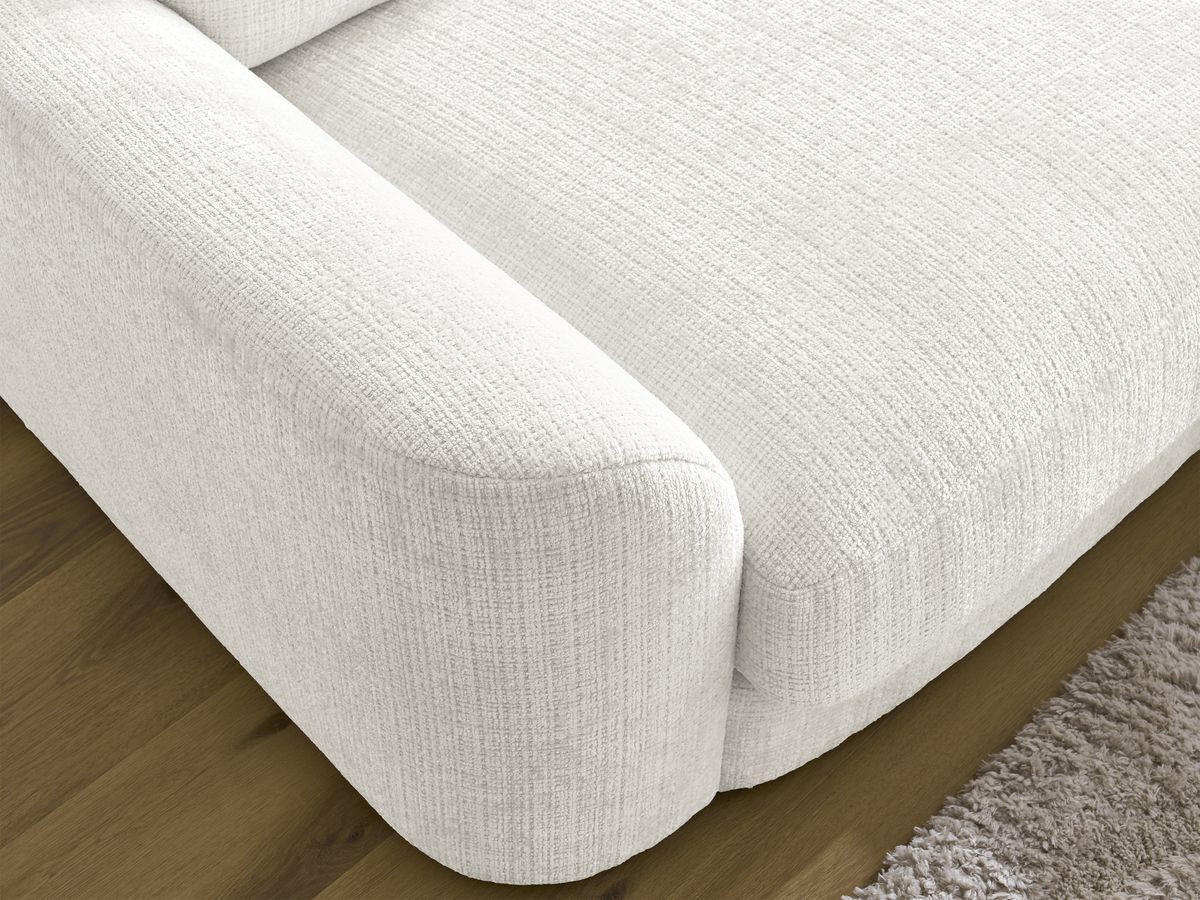 Bobochic Leonore Ecksofa mit Pouf Strukturstoff Weiß Ecke rechts