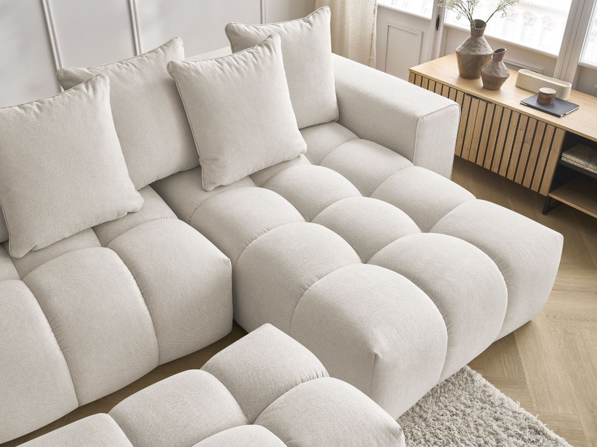 Bobochic Mont-blanc Wohnlandschaft mit Pouf Melange-Stoff Beige