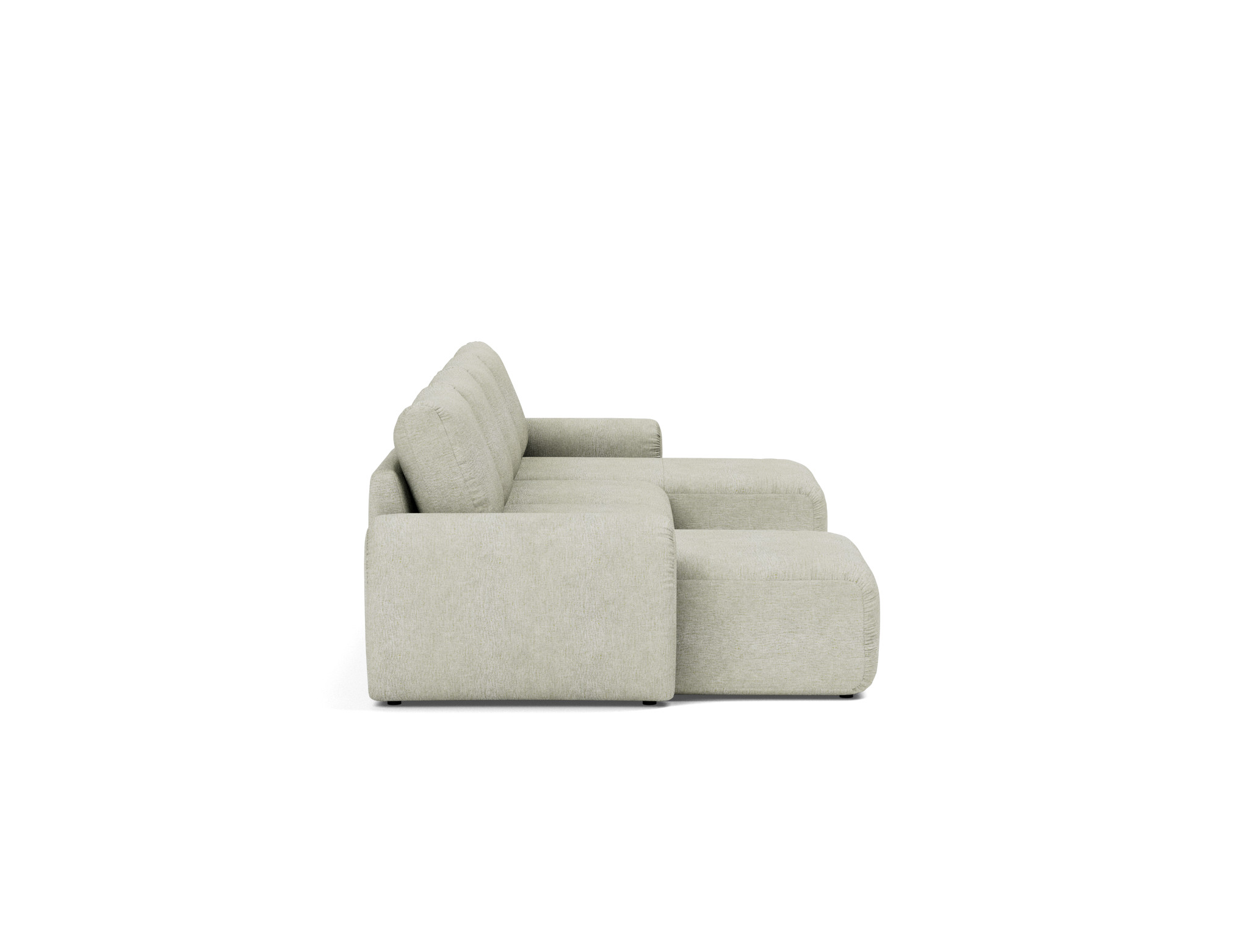Schlafsofa Norum U-Form mit Curve-Armlehnen Flachgewebe Avella 280-Sand