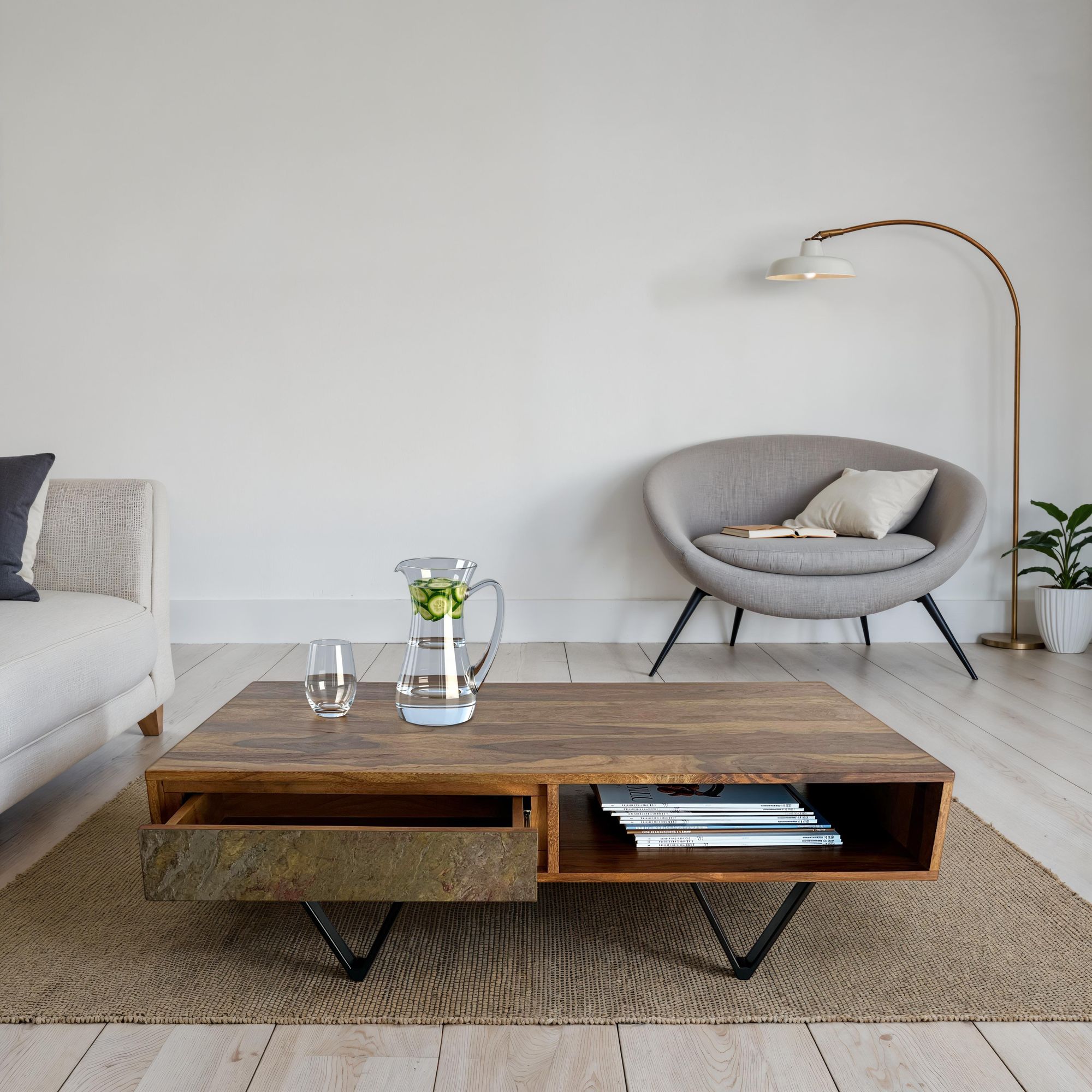 Couchtisch Hamaroy Massivholz Dunkelbraun 115 × 60 × 38 cm