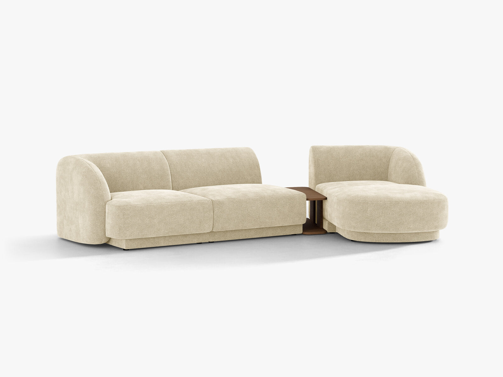 Micadoni Modulares Sofa Miley mit Recamiere 3-Sitzer Rechts Chenille Haga Helles Beige