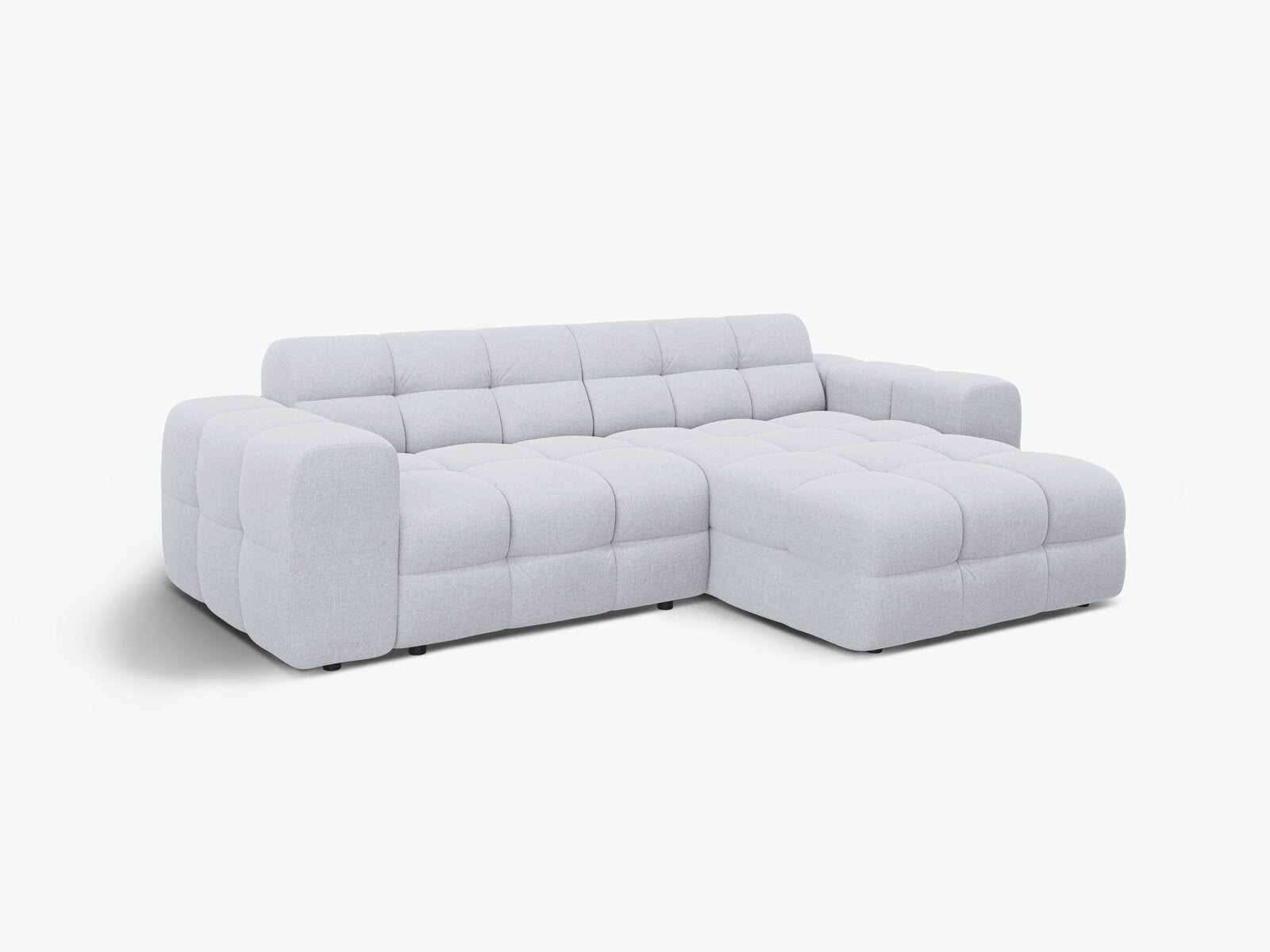 Micadoni Ecksofa Kendal 4-Sitzer Rechts Strukturierter Stoff Hellgrau