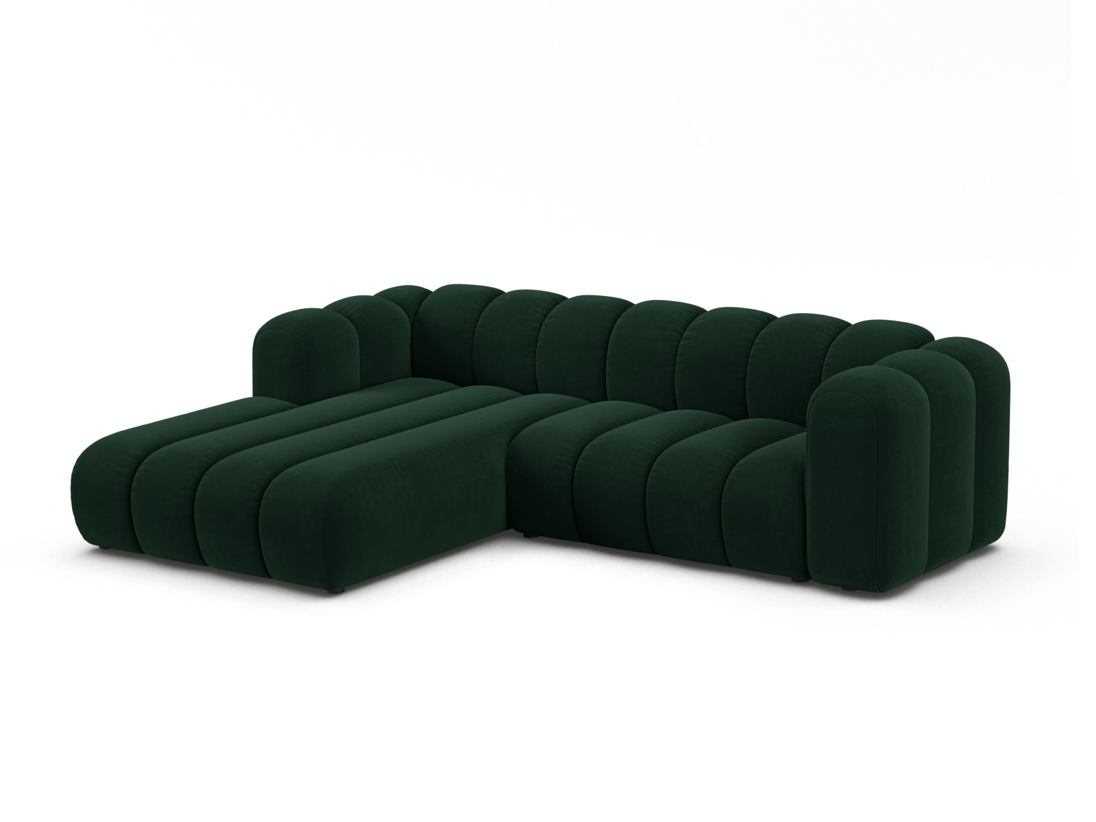 Micadoni Modulares Ecksofa Lupine 4-Sitzer mittelgroß Links Samt Salvador Flaschengrün