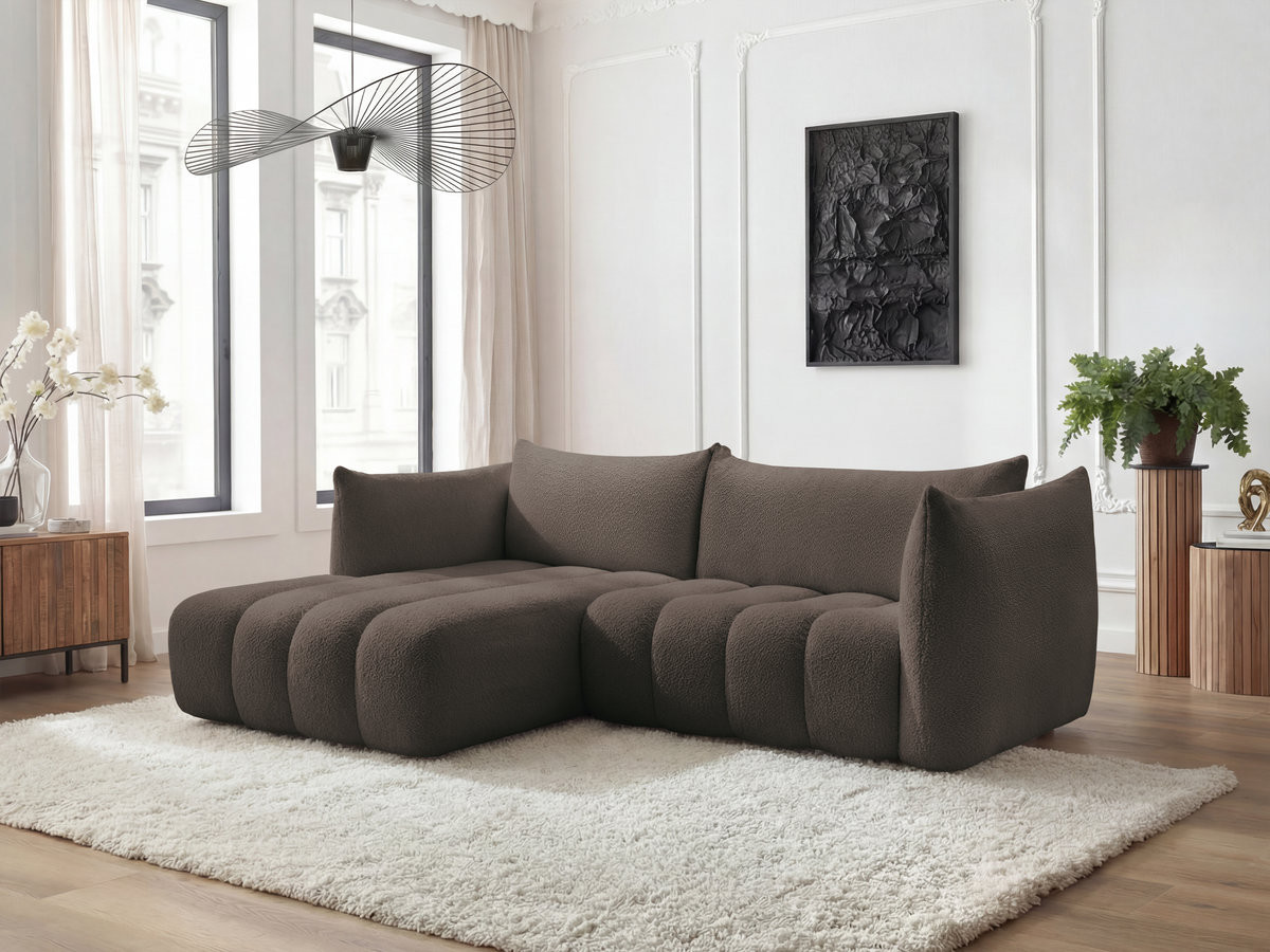 Bobochic Azra Ecksofa 262 × 178 cm Bouclé-Stoff Braun Ecke links