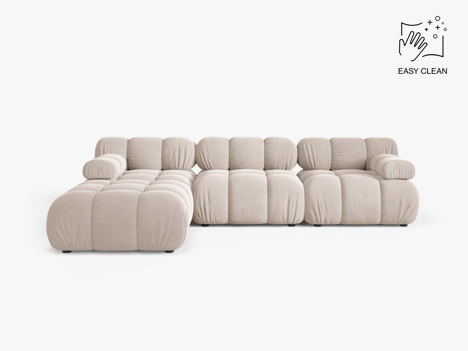 Micadoni Modulares Sofa Bellis 4-Sitzer mit flachem Modul Samt Venus Helles Beige