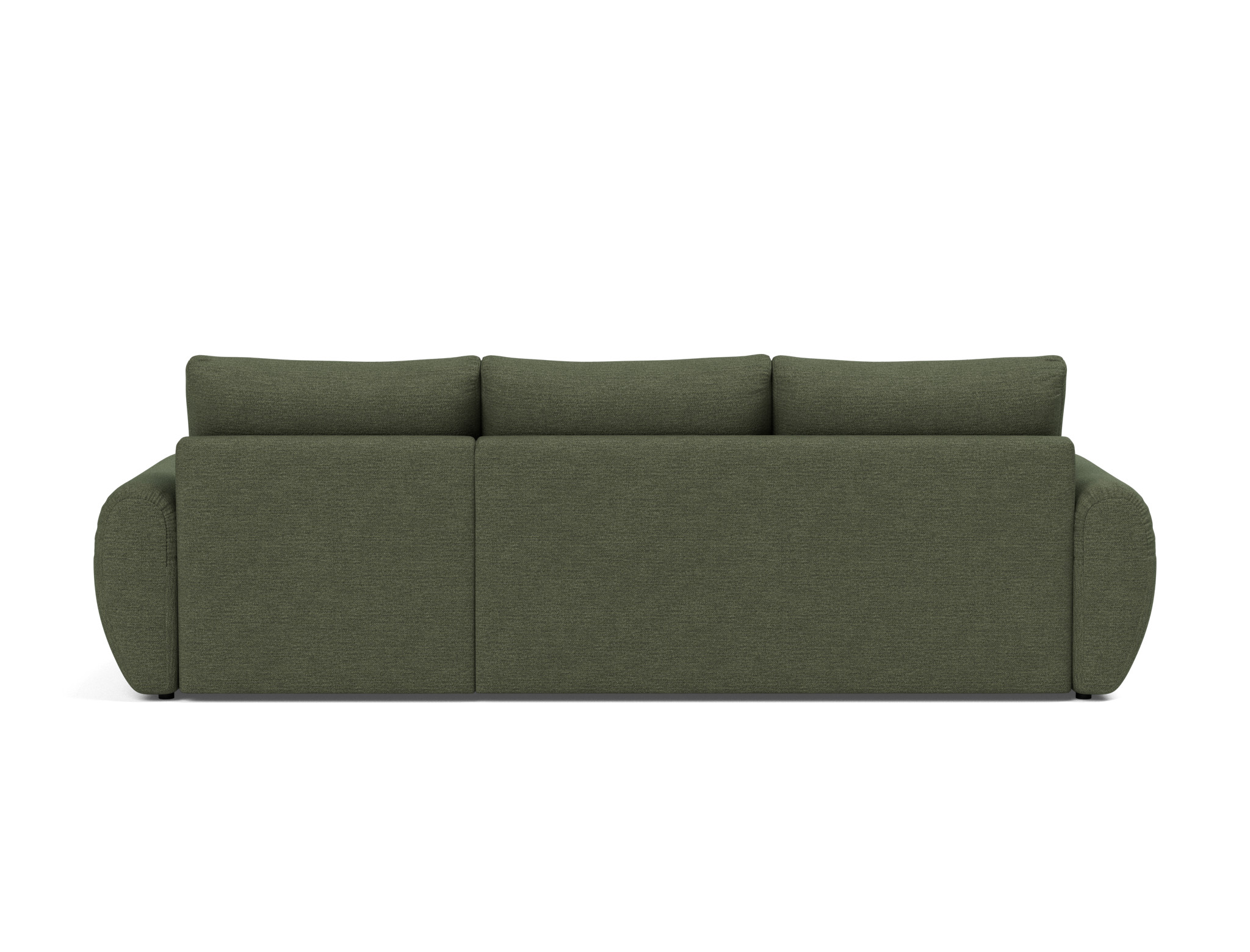 Schlafsofa Norum mit Chaiselongue und Curve-Armlehnen Strukturierter Stoff Taura 353-Forest