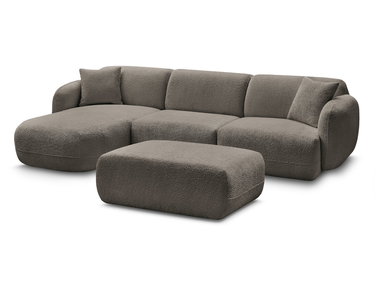 Bobochic Anda Ecksofa mit Pouf 292 × 163 cm Chenille Taupe Ecke links