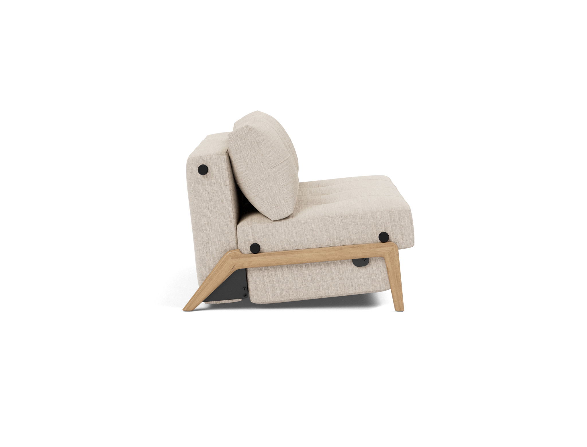 Schlafsofa Cubed 140 Webstoff Blida 612-Sand-Grey Beine Eiche