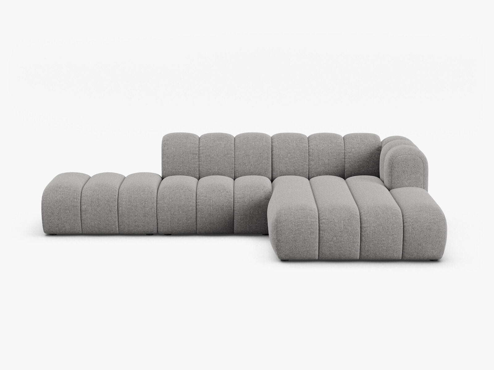 Micadoni Modulares Ecksofa offen Lupine 5-Sitzer Rechts Chenille Eden Hellgrau