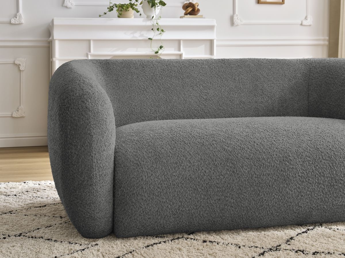 Bobochic Celine Sofa 2-Sitzer Bouclé-Stoff Dunkelgrau
