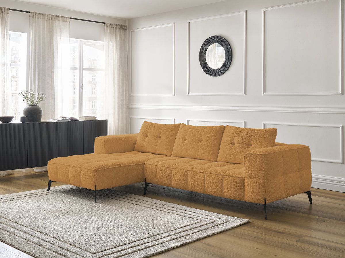 Bobochic Anis Ecksofa Bouclé-Stoff Gelb Ecke links