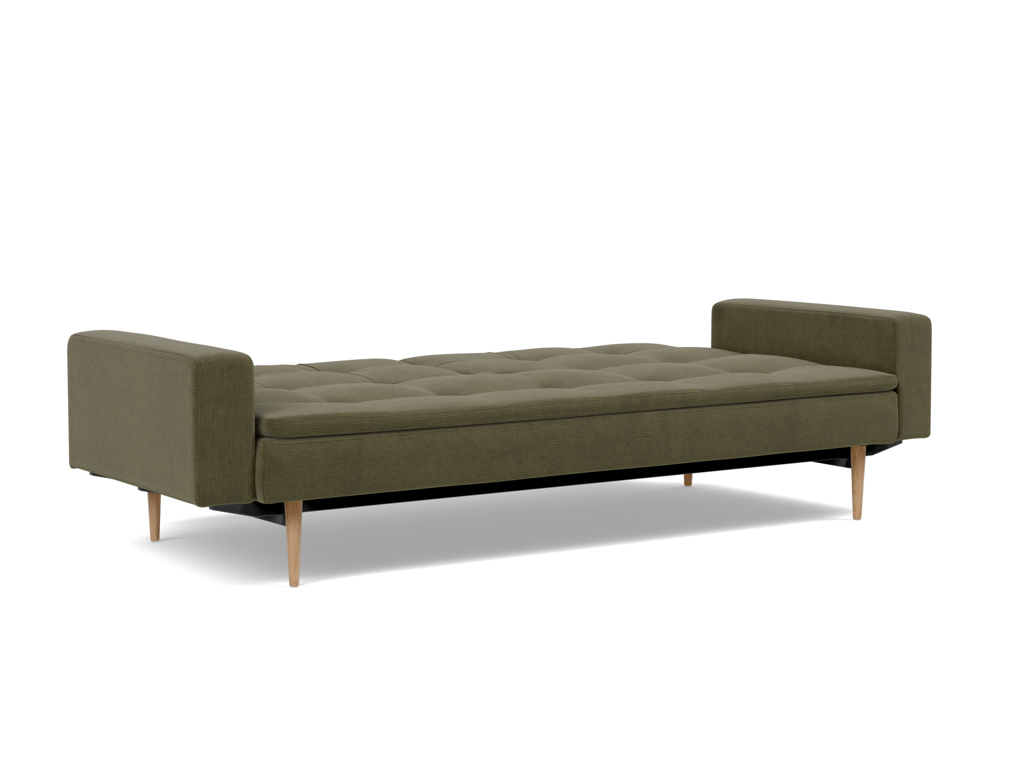 Schlafsofa Dublexo mit Armlehnen Kord Cordufine 316-Pine-Green Beine Styletto Eiche hell