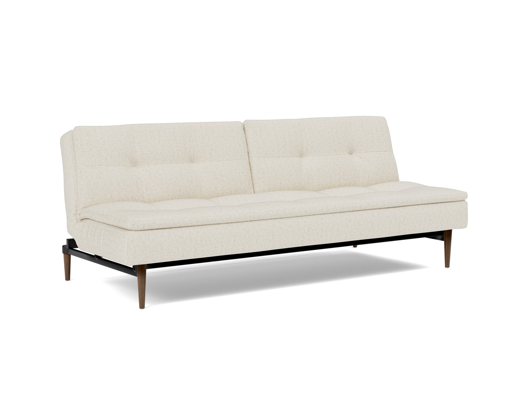 Schlafsofa Dublexo Boucle Skandi 531-Off-White Beine Styletto Eiche dunkel