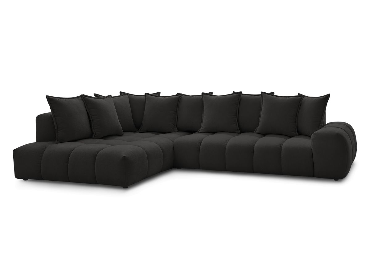 Bobochic Everest Ecksofa, 10 Kissen Strukturstoff Schwarz Ecke links
