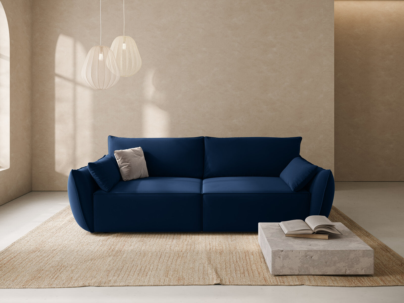 Micadoni Kaelle Schlafsofa 3-Sitzer mit Bettkasten Samt Bluvel Königsblau