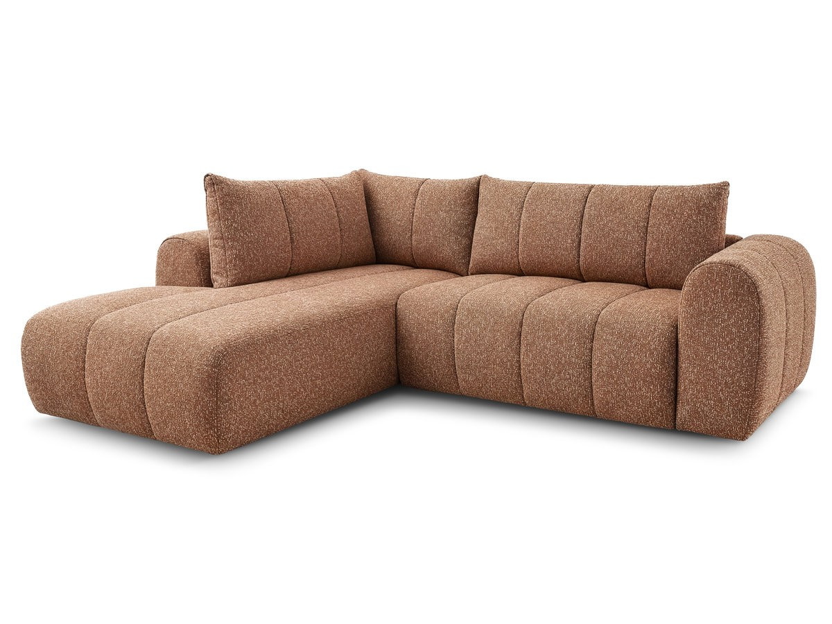 Bobochic Nesty Ecksofa in L-Form, 256 cm Melange-Stoff Orange Ecke links