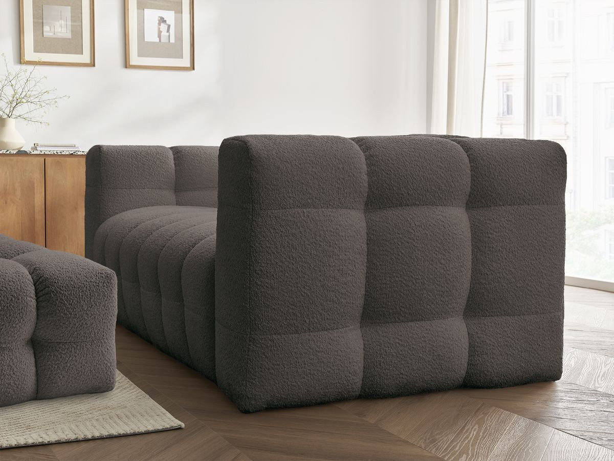 Bobochic Cloud Schlafsofa 3-Sitzer mit Pouf Bouclé-Stoff Braun