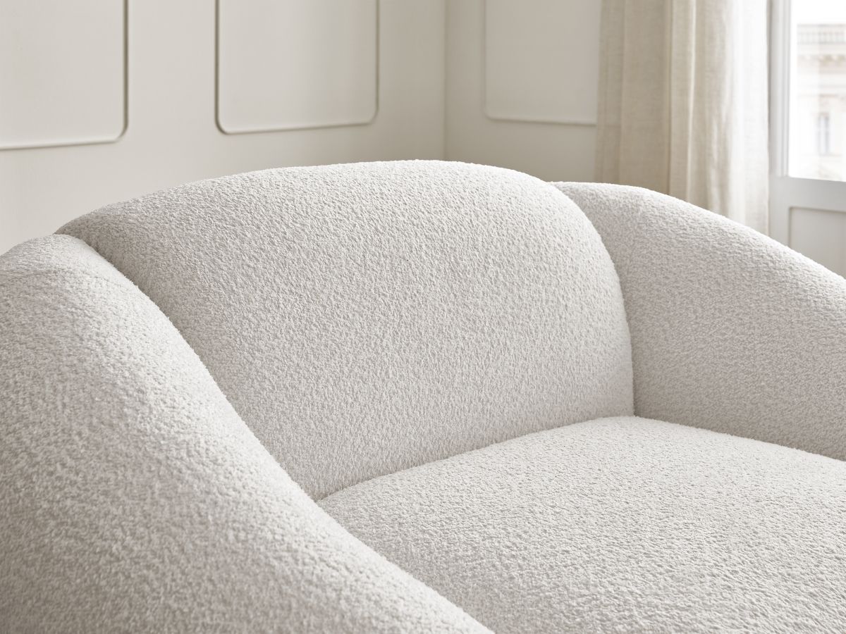 Bobochic Tina Sessel Bouclé-Stoff Weiß