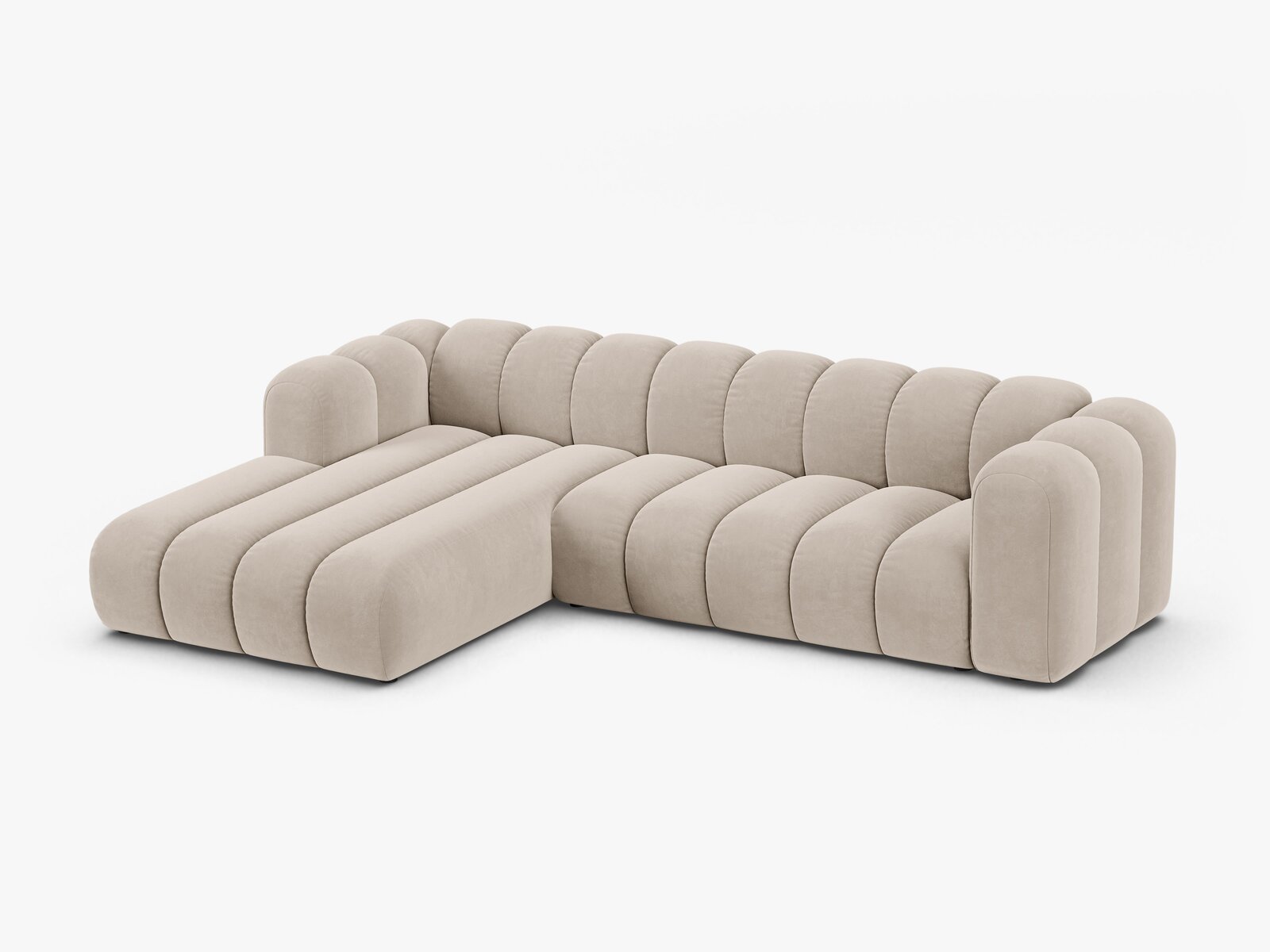 Micadoni Modulares Ecksofa Lupine 4-Sitzer Links Samt Salvador Beige