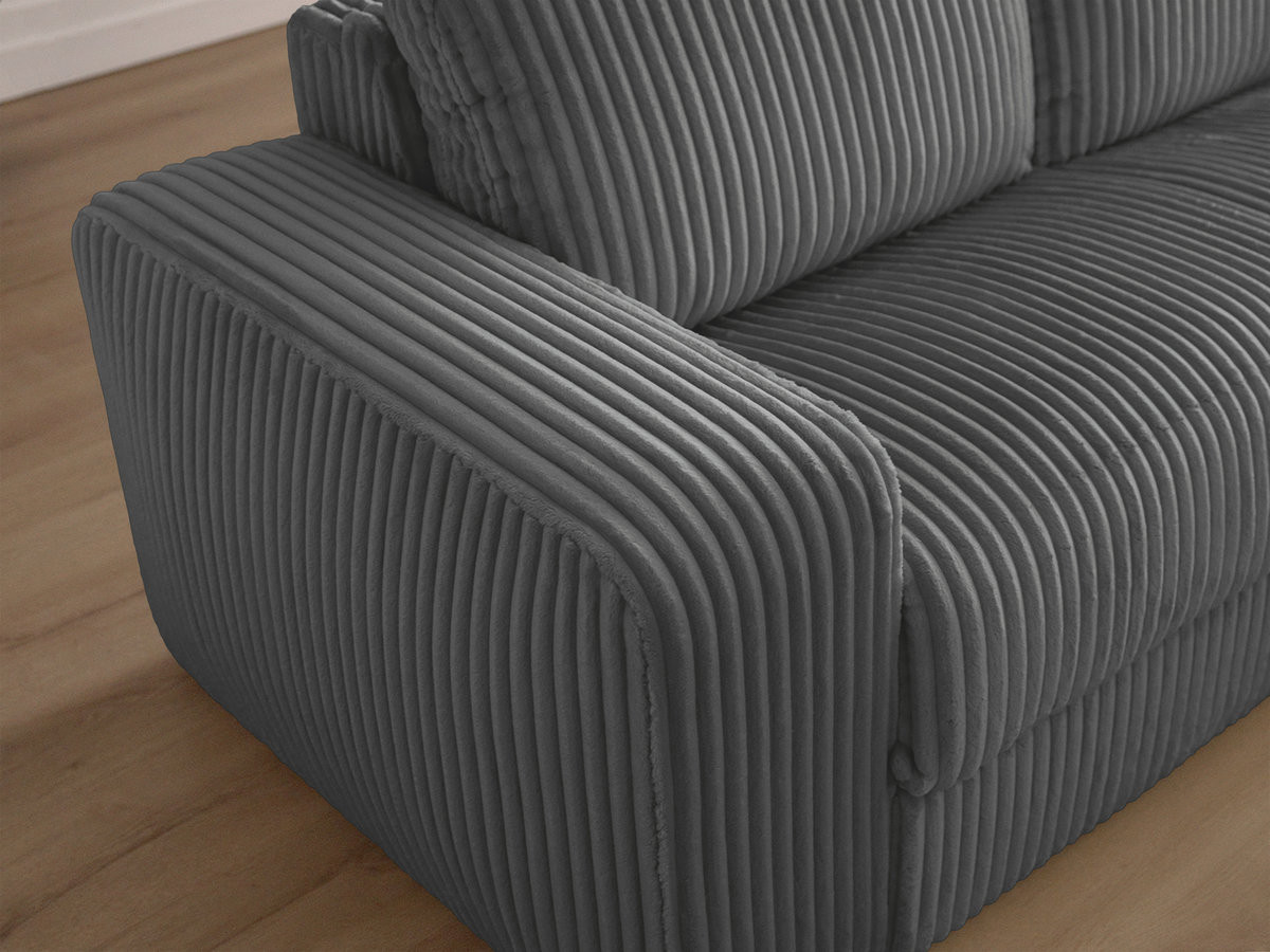 Bobochic Ibiza Schlafsofa 3-Sitzer Cordsamt Dunkelgrau, Liegefläche 140 × 196 cm