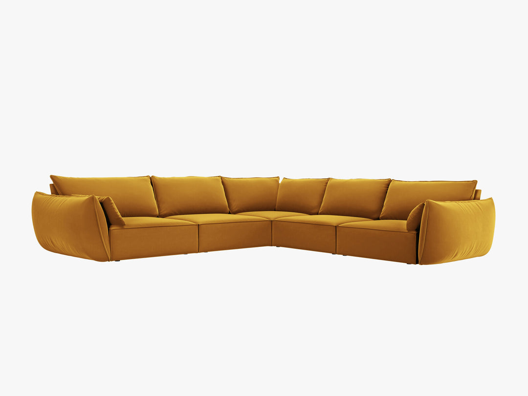 Micadoni Ecksofa Kaelle 7-Sitzer Samt Bluvel Gelb