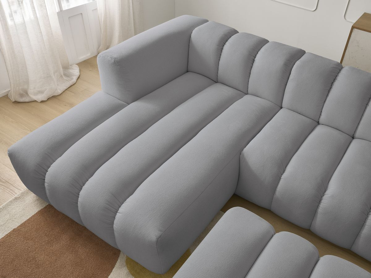 Bobochic Talia Ecksofa mit Pouf Melange-Stoff Hellgrau Ecke links