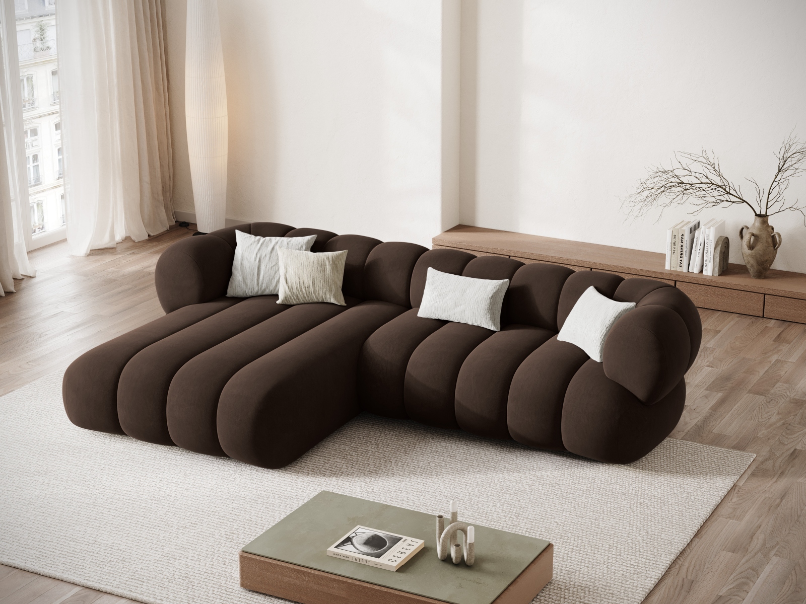Cosmopolitan Design Ecksofa Koge 5-Sitzer Samt Vogue Schokolade Links