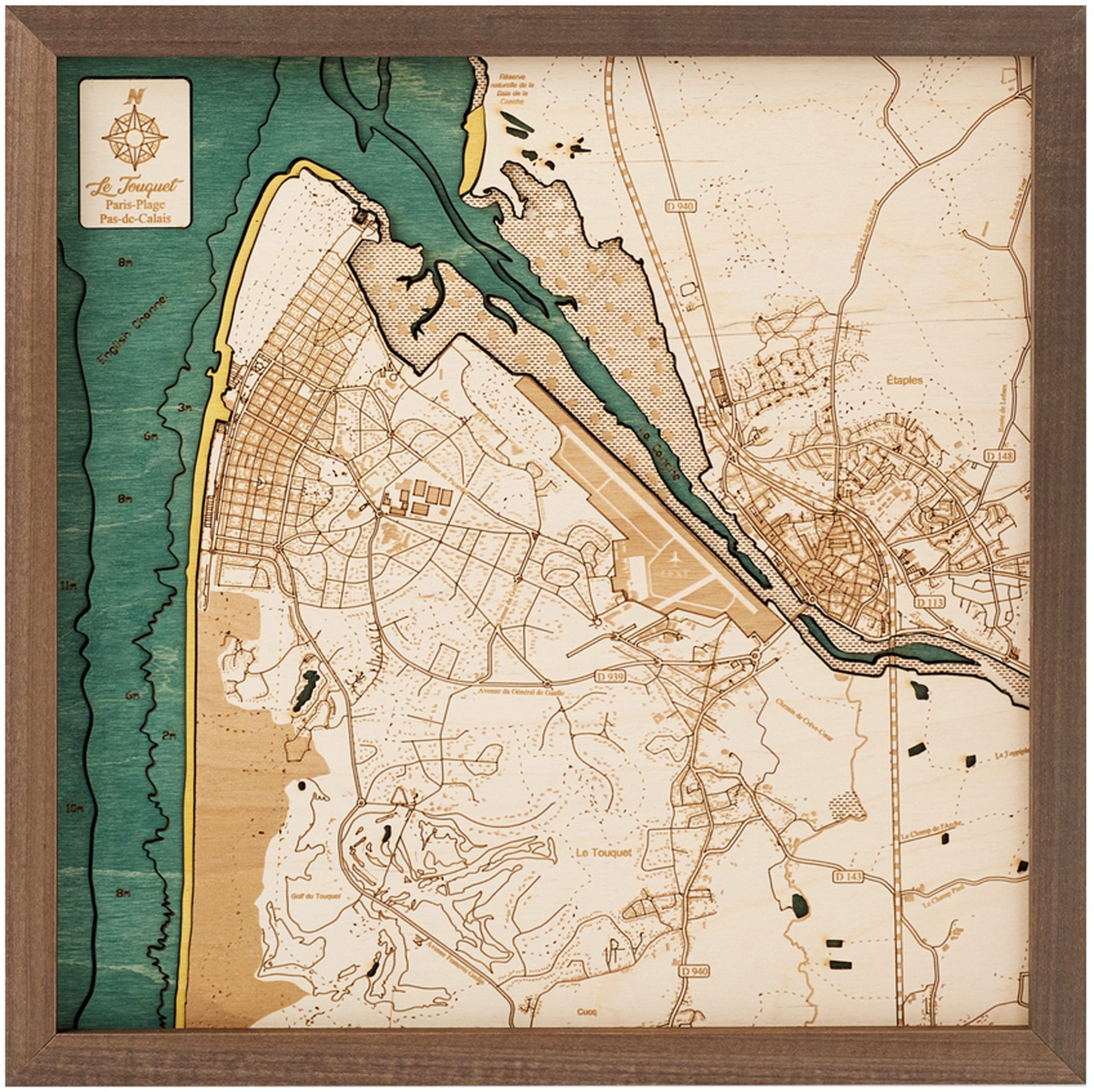 Cutting Brothers 3D Holz-Wandkarte Le Touquet Paris Plage 35 x 35 moebelfaktor
