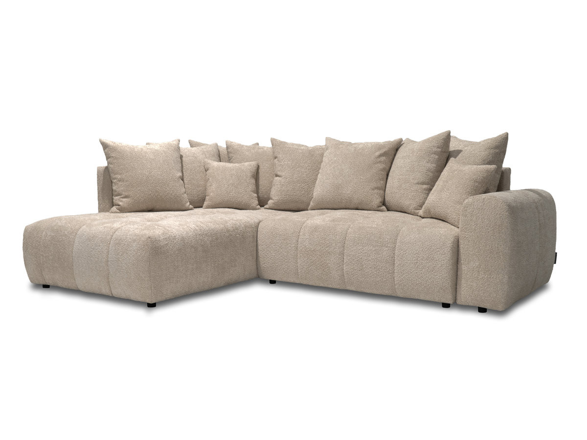 Bobochic Roxelane Ecksofa mit Schlaffunktion und Bettkasten Bouclé-Stoff Beige Ecke links