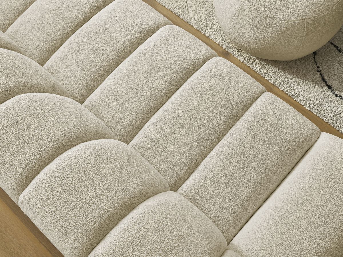 Bobochic Hayden Sofa 4-Sitzer mit Pouf Bouclé-Stoff Beige