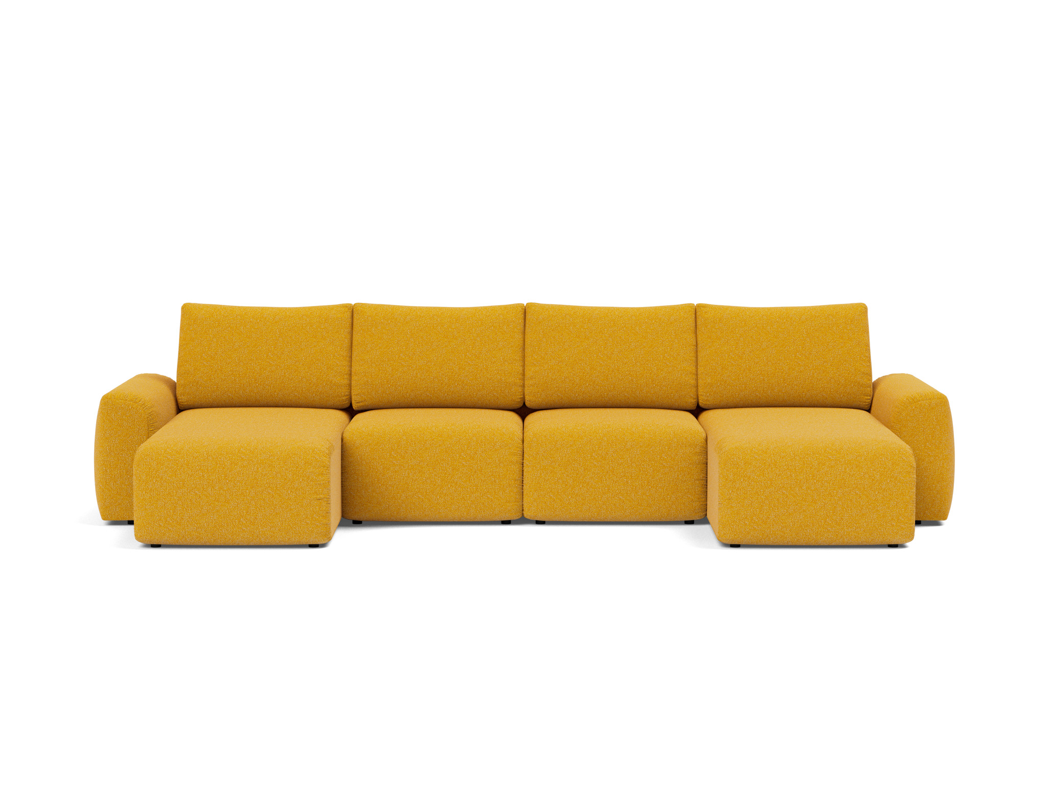 Schlafsofa Norum U-Form mit Chunky-Armlehnen Boucle Skandi 536-Ochre