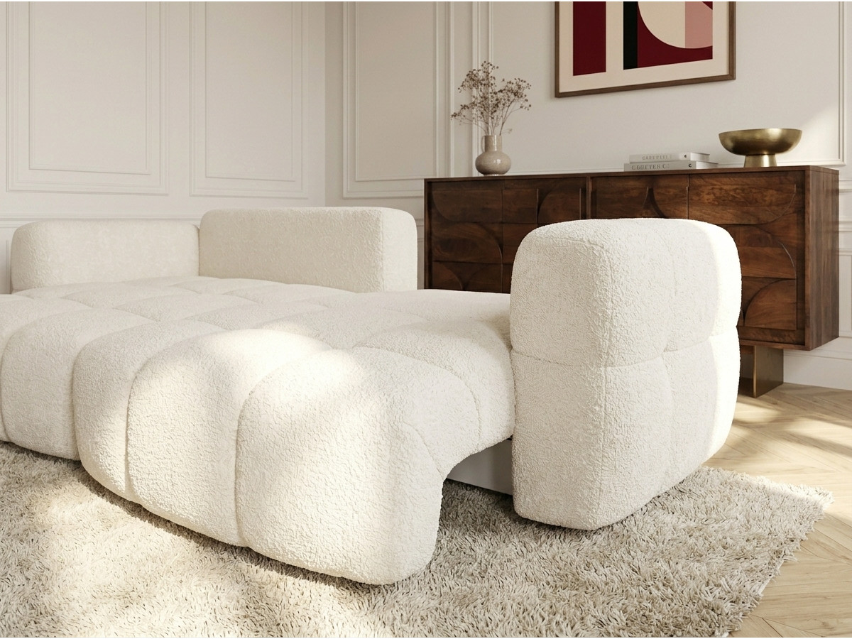 Bobochic Madison Ecksofa mit Schlaffunktion und Bettkasten Stoff Beige