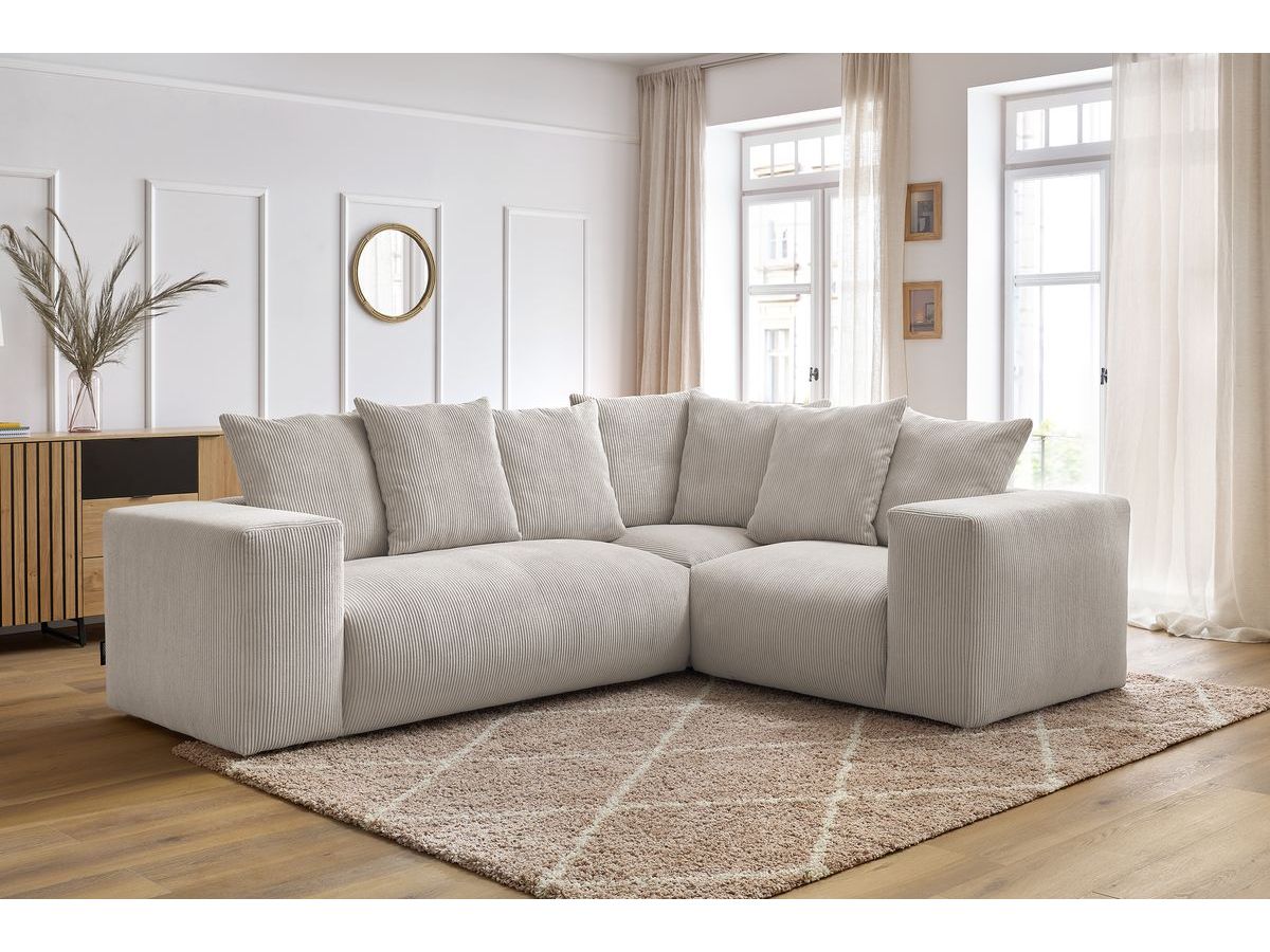 Bobochic Voltaire Ecksofa 268 × 214 cm Cordsamt Beige Ecke rechts