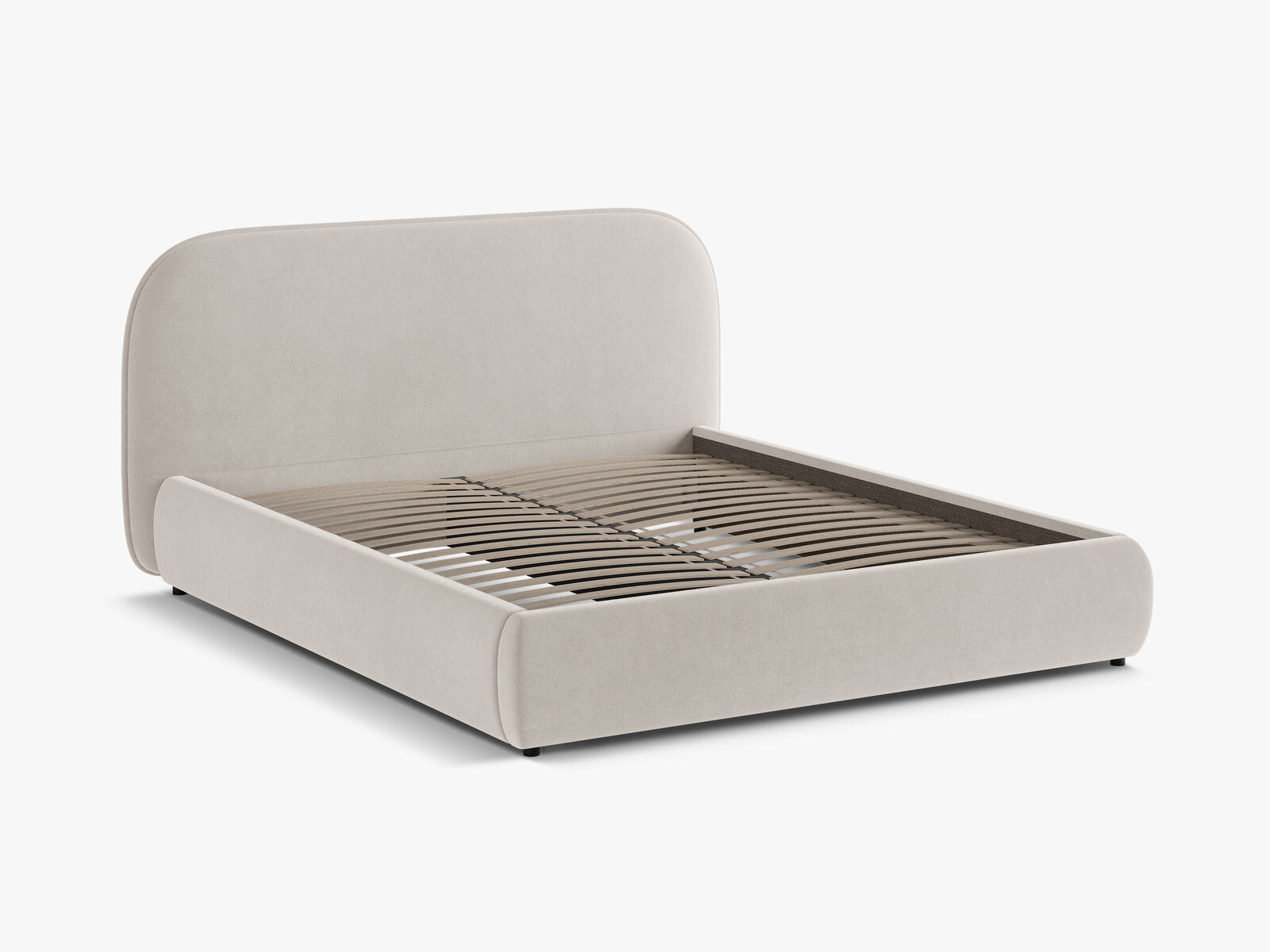 Micadoni Murada Bett mit Kopfteil Samt Salvador Beige 160x200