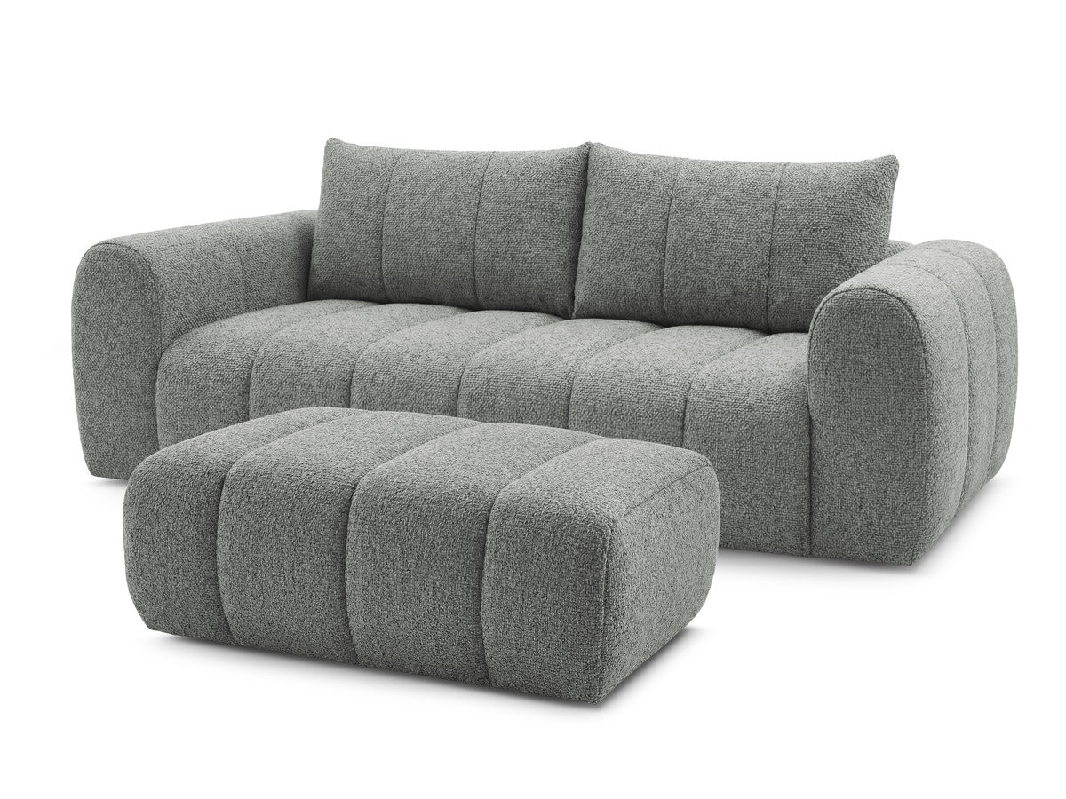 Bobochic Nesty Sofa 3-Sitzer mit Pouf Melange-Stoff Dunkelgrau