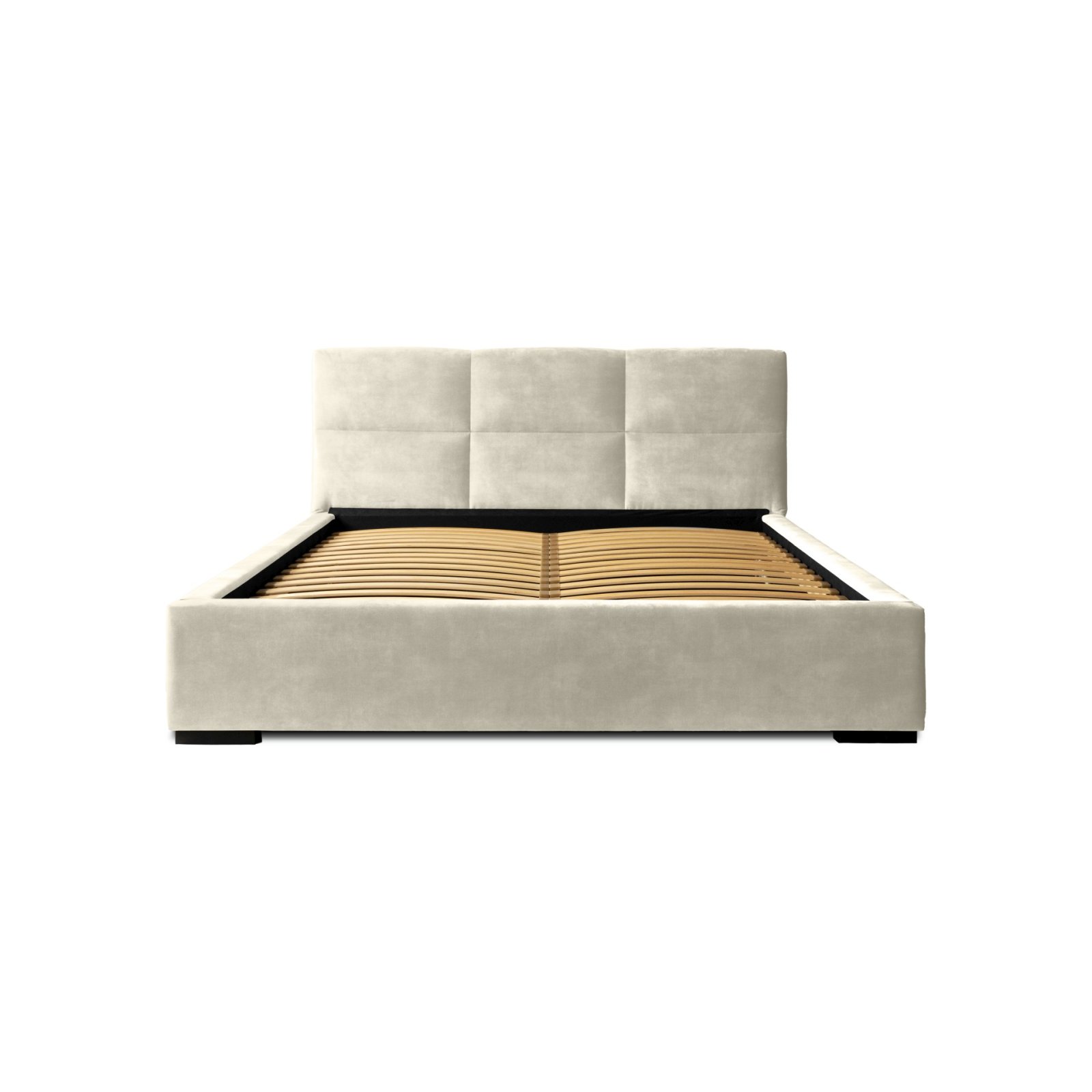 Polsterbett Portoza Samtstoff 140x200 mit Metallrahmen Macau Sand