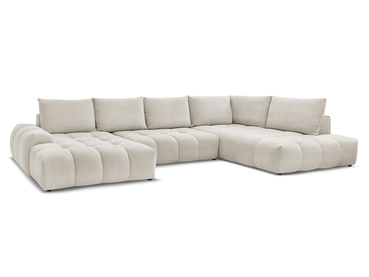 Bobochic Everest Wohnlandschaft, 6 Kissen Strukturstoff Beige Ecke links