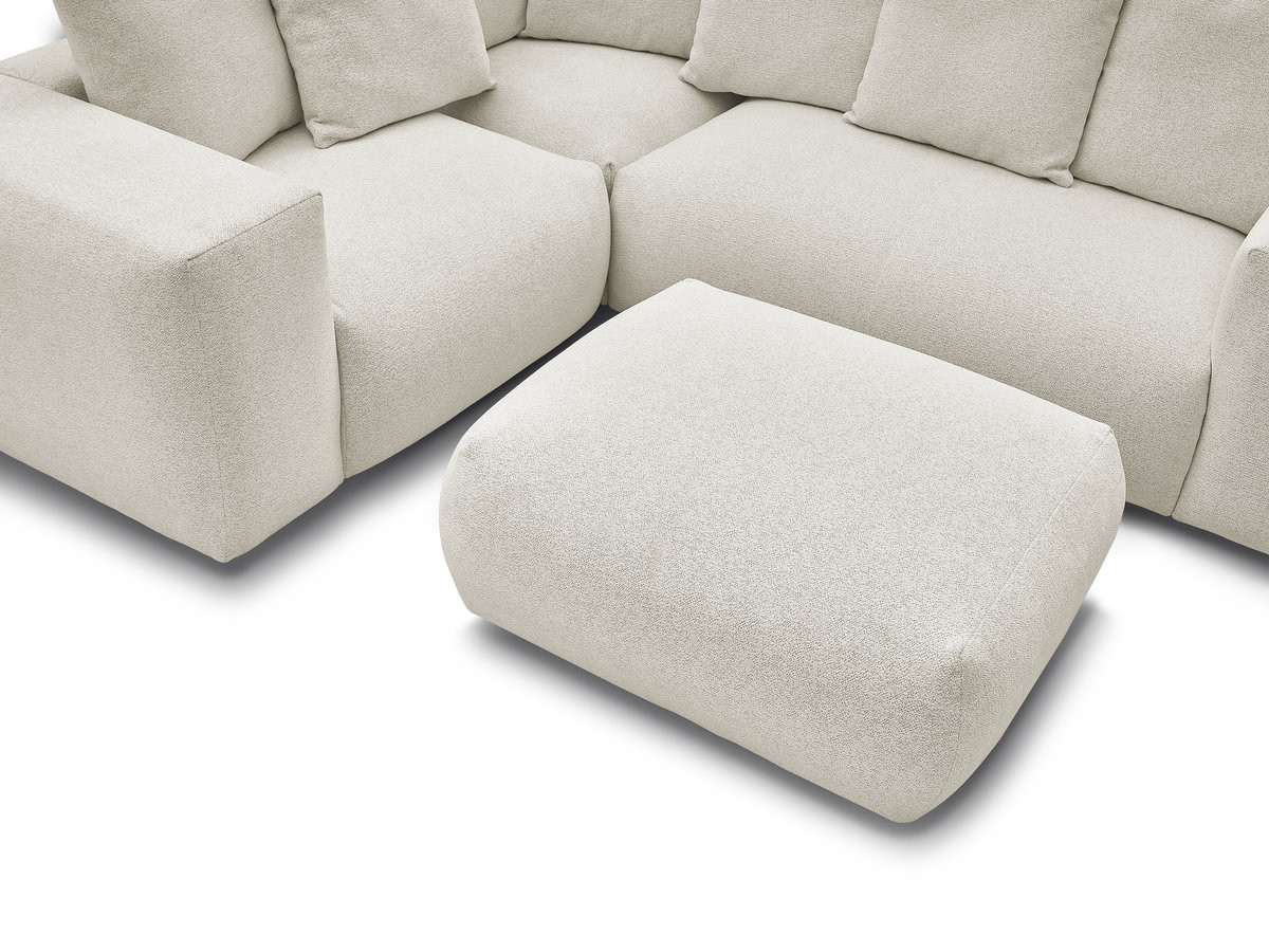 Bobochic Voltaire Ecksofa mit Pouf 268 × 214 cm Melange-Stoff Weiß Ecke links