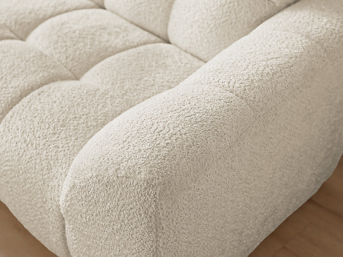 Bobochic Jaya Ecksofa mit Pouf Chenille Beige Ecke links