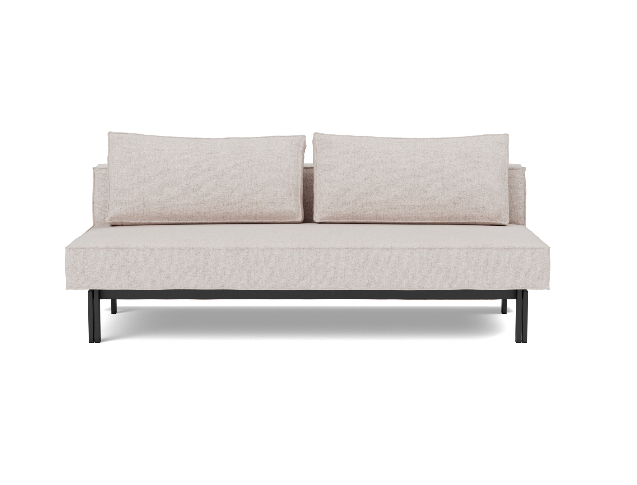 Schlafsofa Sly Strukturierter Stoff Weda 300-Weda-Sand Beine Schwarzes Metall