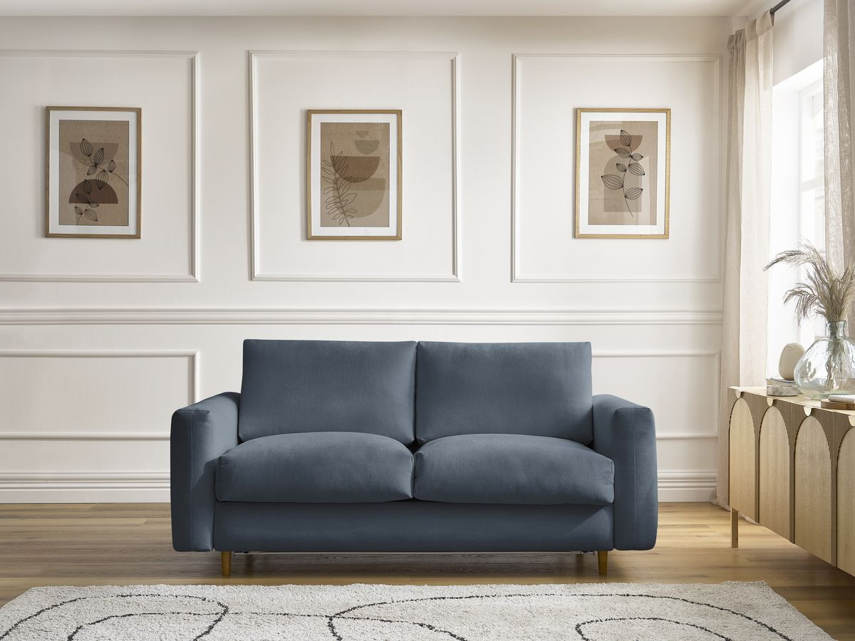 Bobochic Cocoone Schlafsofa 3-Sitzer Stoff Dunkelblau, Liegefläche 140 × 200 cm