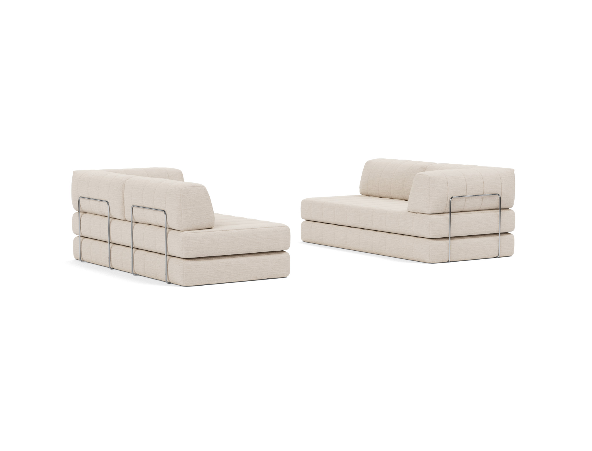 Eck-Schlafsofa CozyPad L-Form mit Armlehne Webstoff Blida 612-Sand-Grey