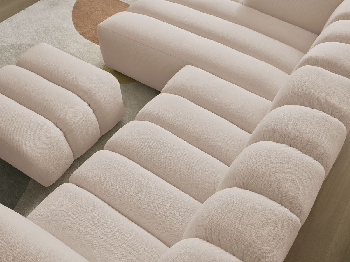 Bobochic Talia Ecksofa mit Pouf Melange-Stoff Beige Ecke links