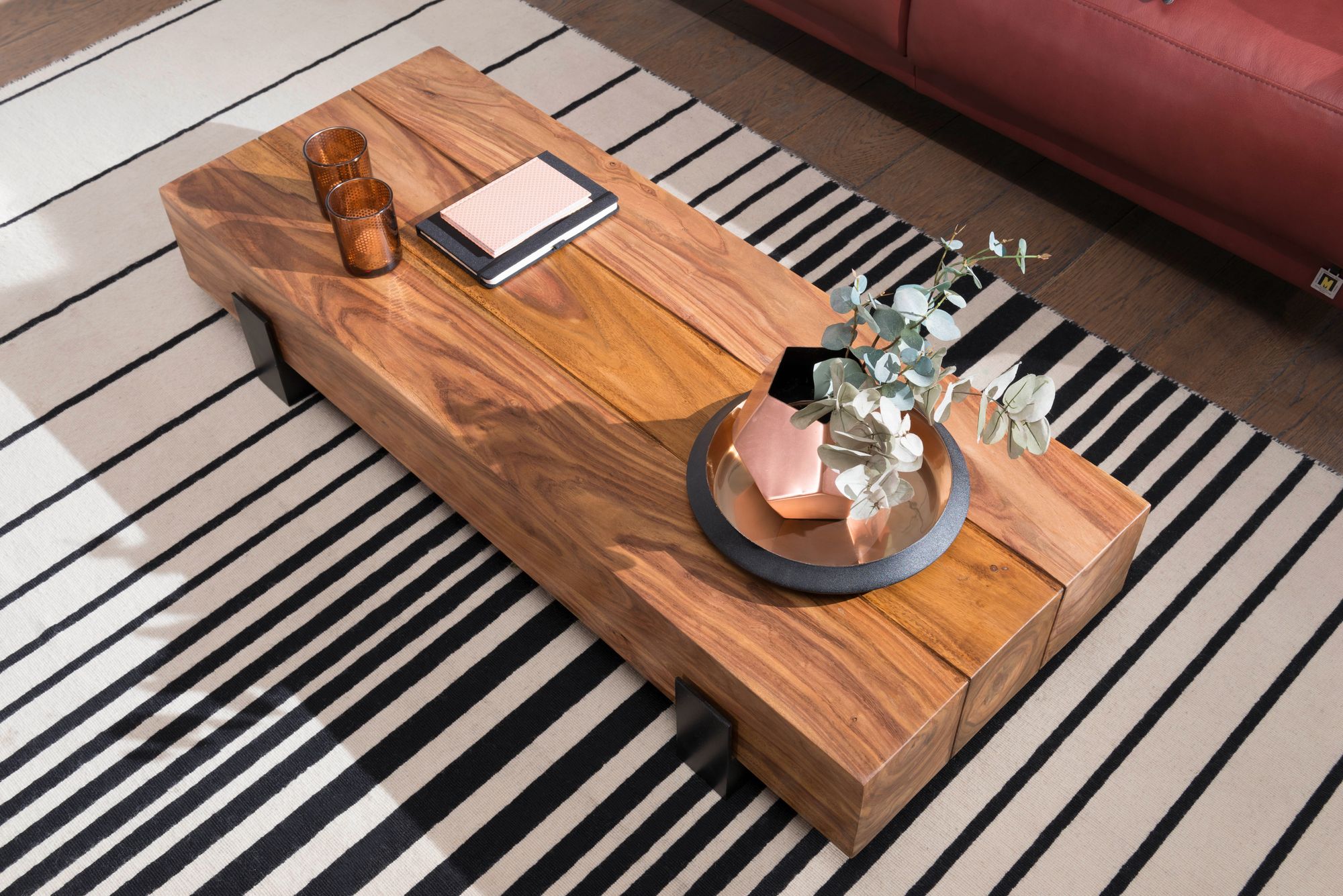 Couchtisch Boeslunde Massivholz Dunkelbraun 115 × 44 × 22 cm