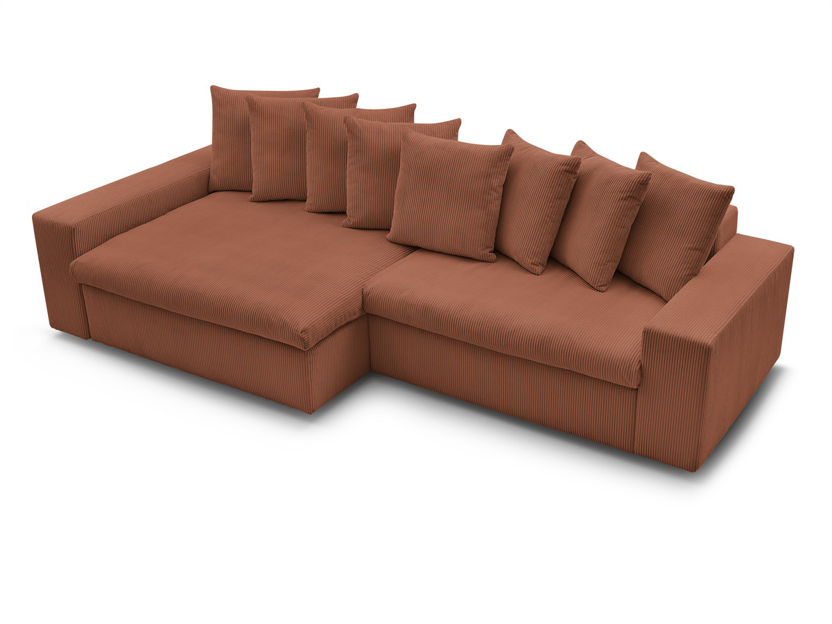 Bobochic Enore Ecksofa 330 × 157 cm Cordsamt Orange Ecke links