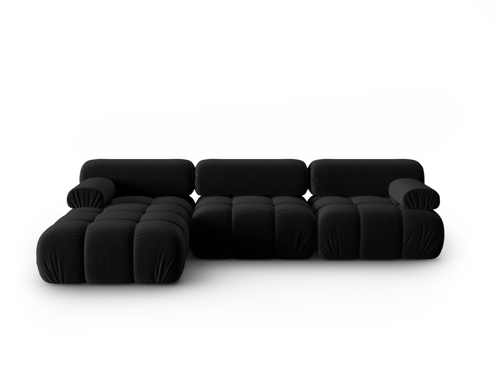 Cosmopolitan Design Modulares Ecksofa Cortina 4-Sitzer Samt Bluvel Schwarz Links