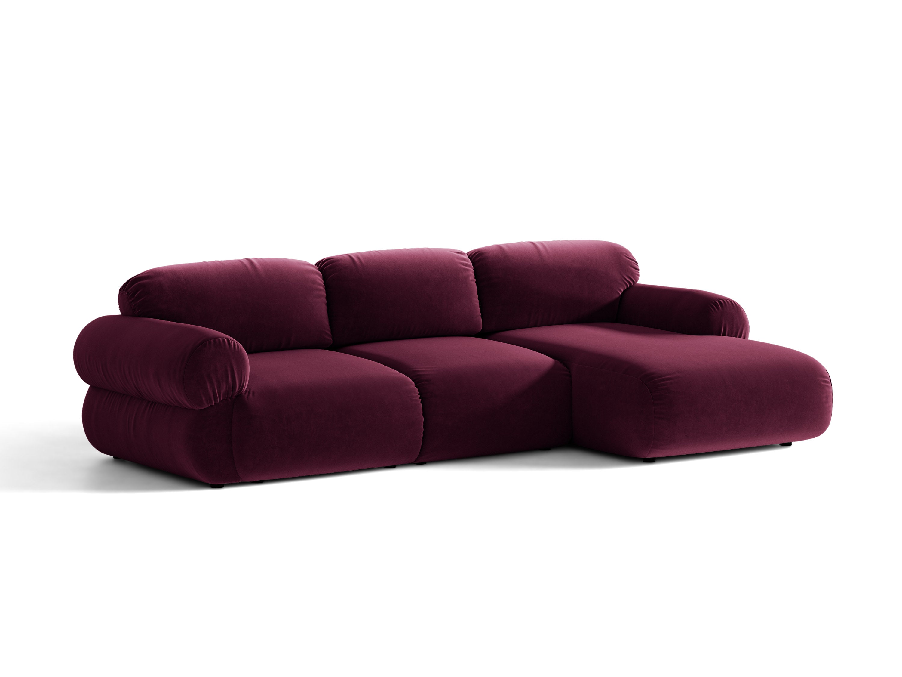 Micadoni Ophelia Ecksofa 297 cm Rechts Samt Venus Burgundfarben