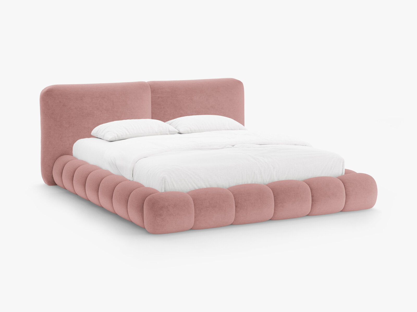 Micadoni Stauraumbett mit Kopfteil Solange Chenille Perfect Harmony Rosa 200x200